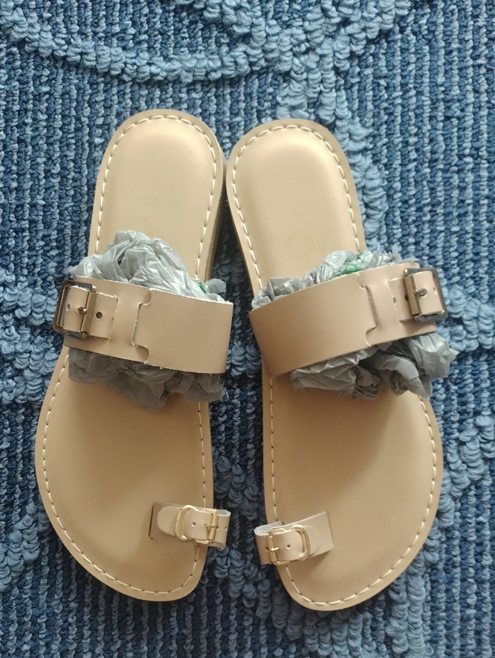 Beige Buckle Leather Slide Sandals for Women Made In Key West
